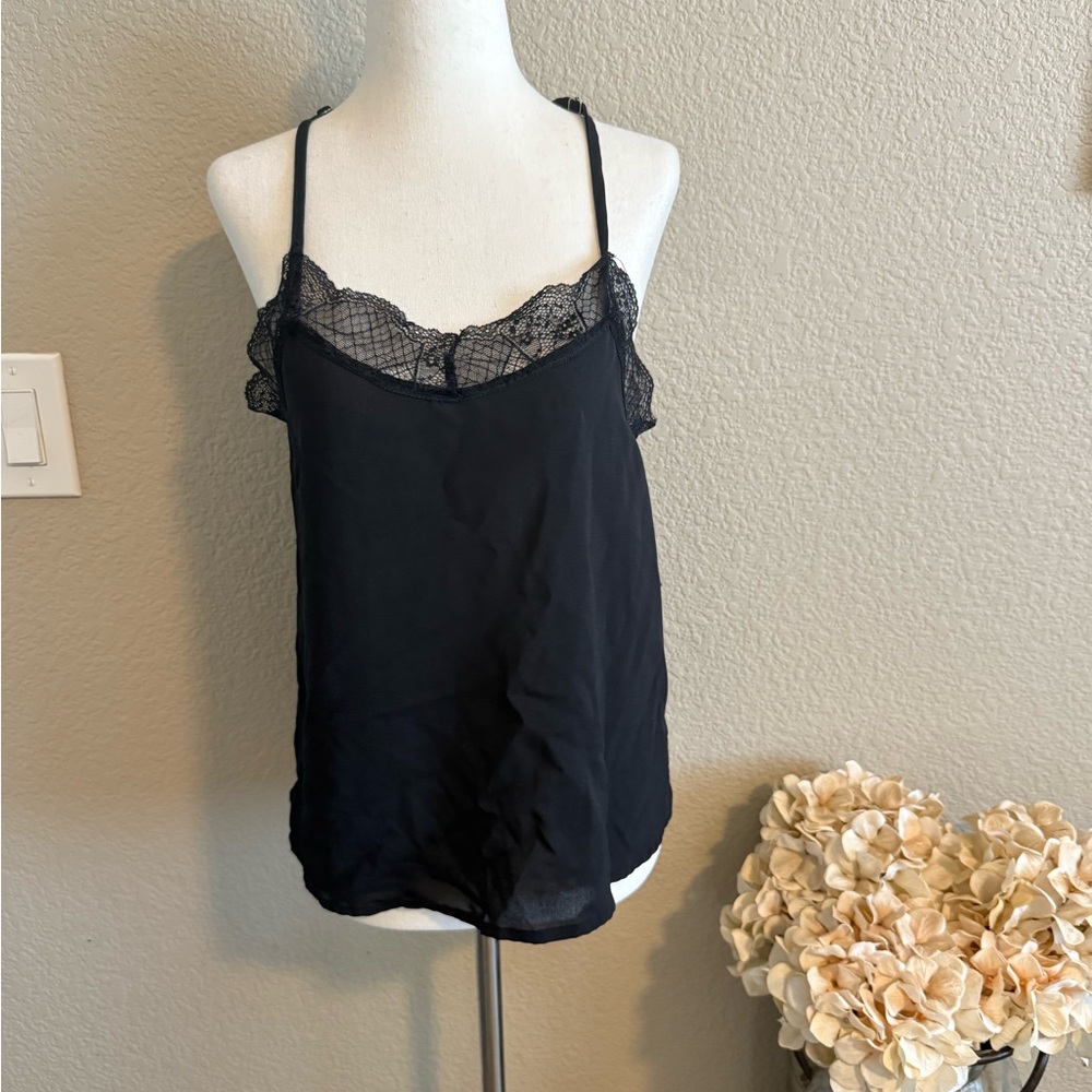 Black Lace Trim Cami Top